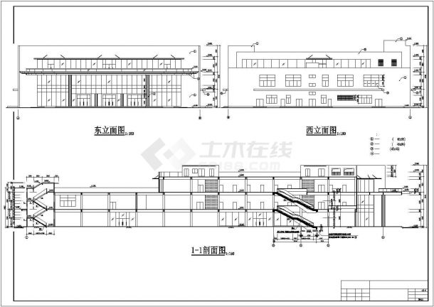 沈阳市某街道1万平米三层框架结构批发市场全套建筑设计CAD图纸-图二