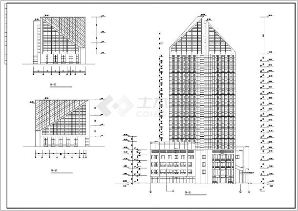 西安市某商业街2.9万平米21层框架结构商务酒店建筑设计CAD图纸-图二
