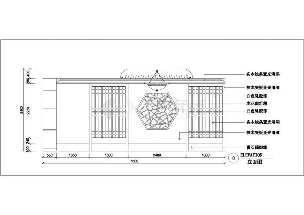 杭州市西山饭店85平米豪华包厢平立面设计CAD图纸-图二