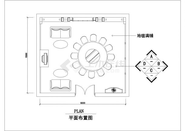北京和平饭店68平米热门包厢平立面设计CAD图纸-图一