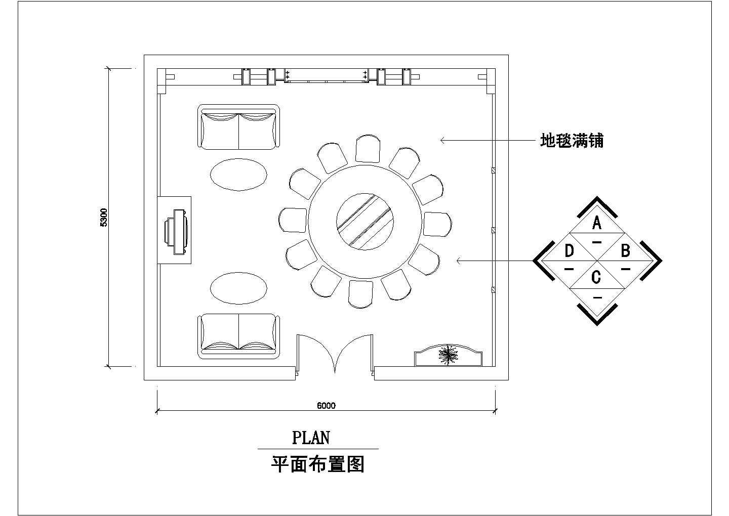 北京和平饭店68平米热门包厢平立面设计CAD图纸