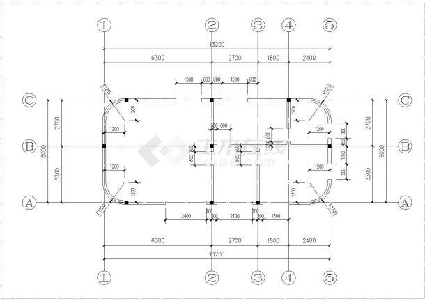 武汉市某小区82平米单层砖混管理房结构设计CAD图纸-图一