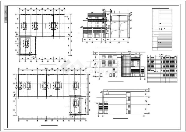 江阴市某沿街6700平米3层框架结构商业步行街建筑设计CAD图纸-图一