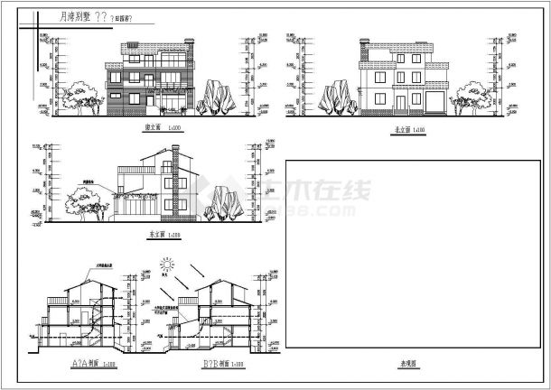 连云港村镇某多层自建别墅全套建筑施工设计cad图纸(含总平面图)-图二