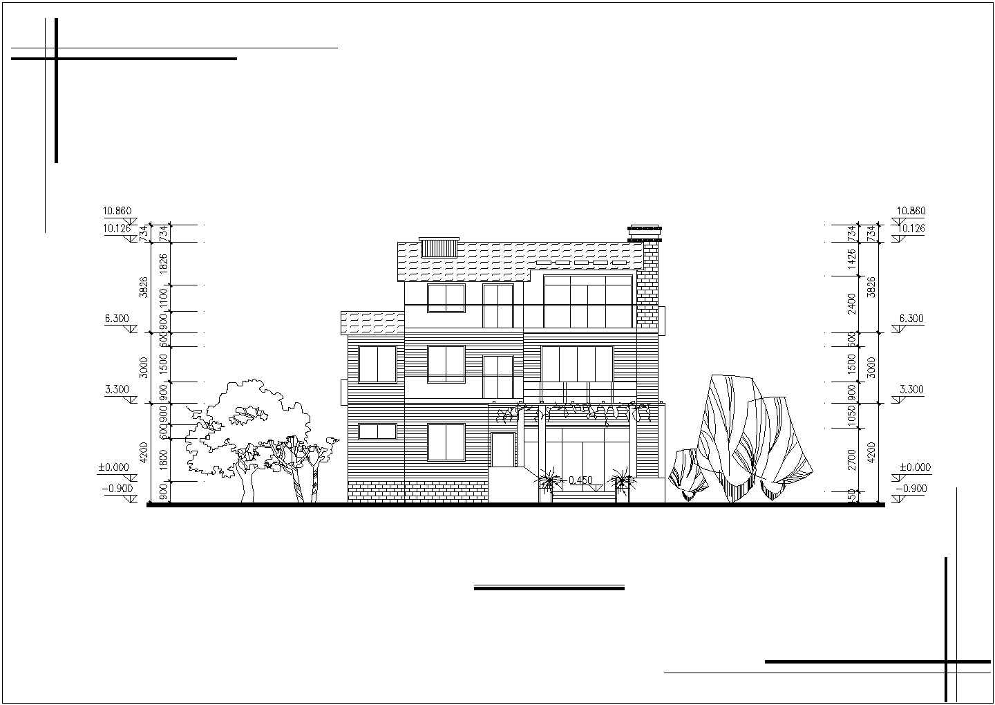 连云港村镇某多层自建别墅全套建筑施工设计cad图纸(含总平面图)