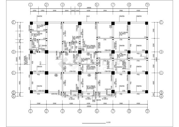 7400平米左右7层框架结构商务酒店全套结构设计CAD图纸-图二