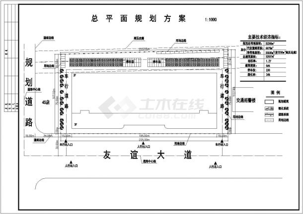武汉某3.2万平米3层框架结构五金建材市场平面设计CAD图纸-图一