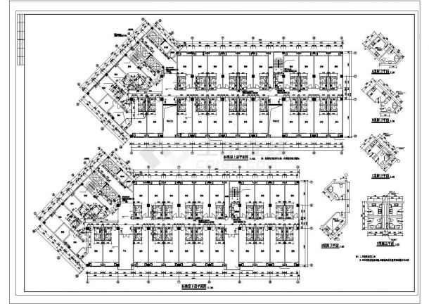 7000平米12层商务酒店全套平面设计CAD图纸 （含人防地下室）-图二