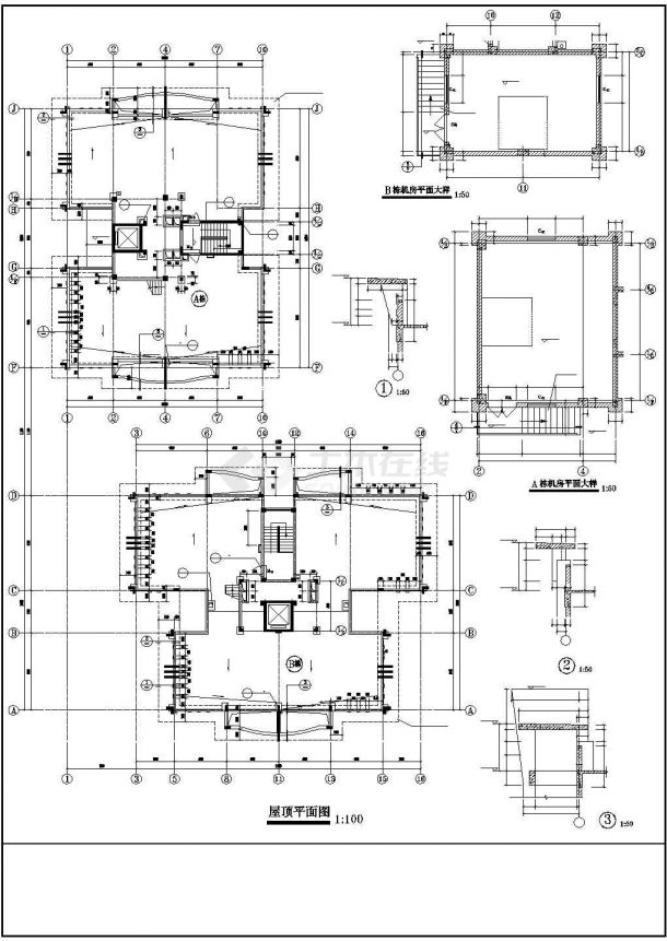 1.1万平米两栋12层框架连排商住楼建筑设计CAD图纸 （1-2层商用）-图二