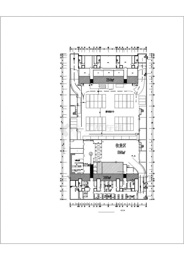 某度假区停带车场商场建筑方案设计施工CAD图纸-图一