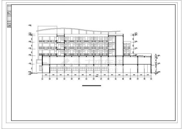 南宁某中学2900平米5层框混结构宿舍楼建筑设计CAD图纸（1-2层餐厅）-图一