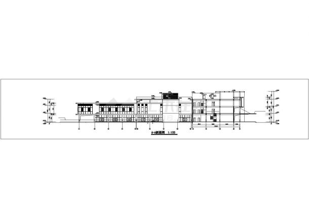 2200平米3+1层框混结构商业街立剖面设计CAD图纸（含楼梯图）-图一