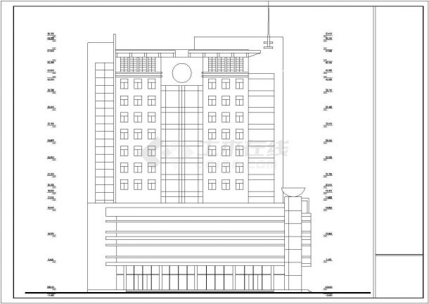 衢州市某商业街1万平米12层框架结构商业综合楼平立面设计CAD图纸-图一