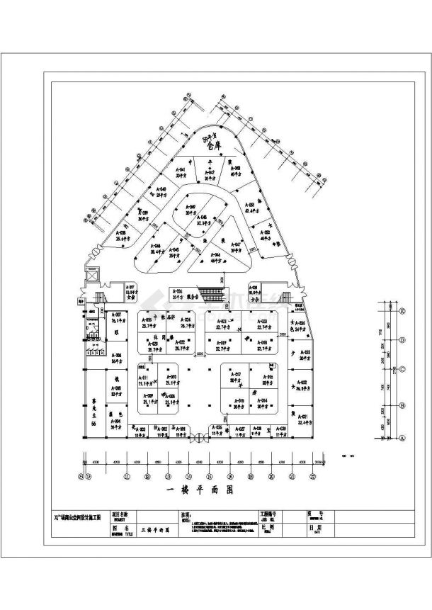 蚌埠市某5900平米3层框架百货大厦平面布局设计CAD图纸-图一