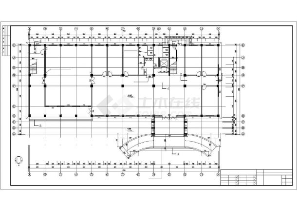2900平米5层混合结构商业办公楼全套建筑设计CAD图纸-图二