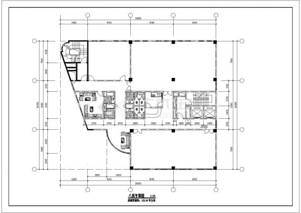 8500平米左右8层框混商务酒店平立面设计CAD图纸-图二