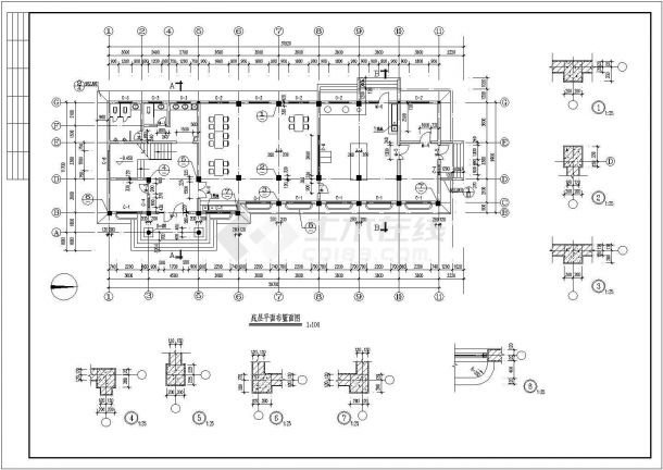 天津某国有单位6100平米3层砖混食堂餐厅建筑设计CAD图纸-图一
