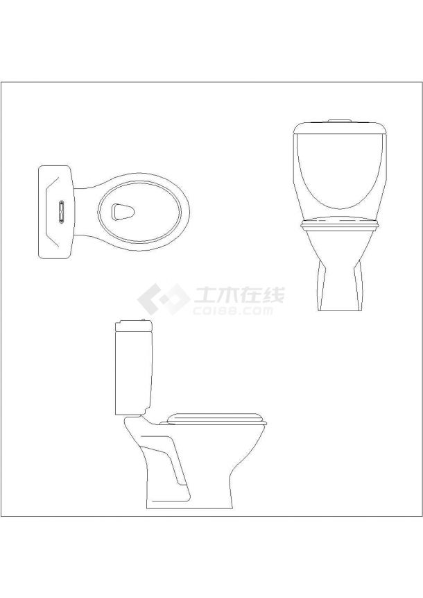 某马桶平立侧面CAD全套构造施工图-图一