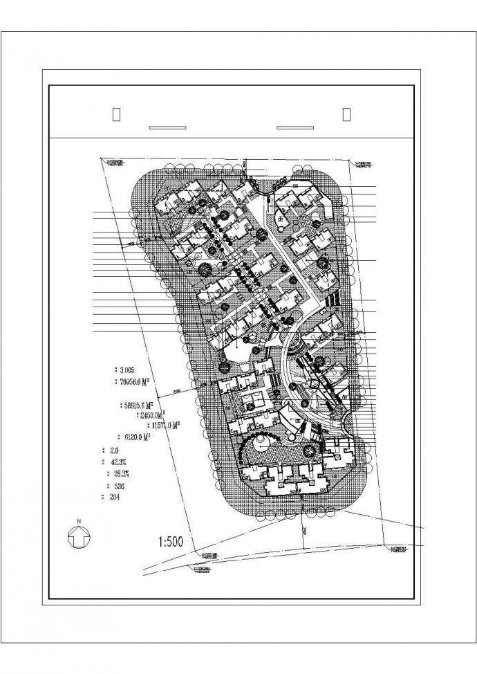 总用地3.005Ha多层住宅小区规划总平面图_图1