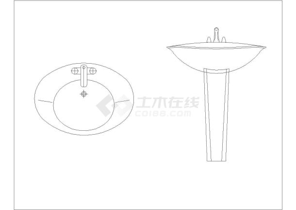 某洗手台CAD详细示意图纸-图一