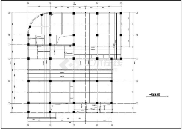 某框架结构商厦结构设计图-图一