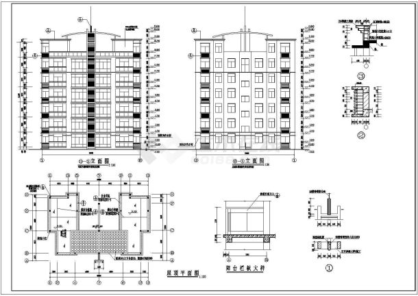 广安市灵峰路广汇小区7层住宅楼全套建筑设计CAD图纸（含结构图）-图二