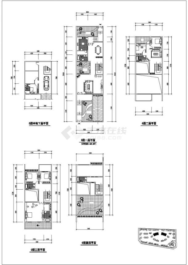 湖州市某小区3层别墅+高层公寓住宅楼全套平面设计CAD图纸-图二