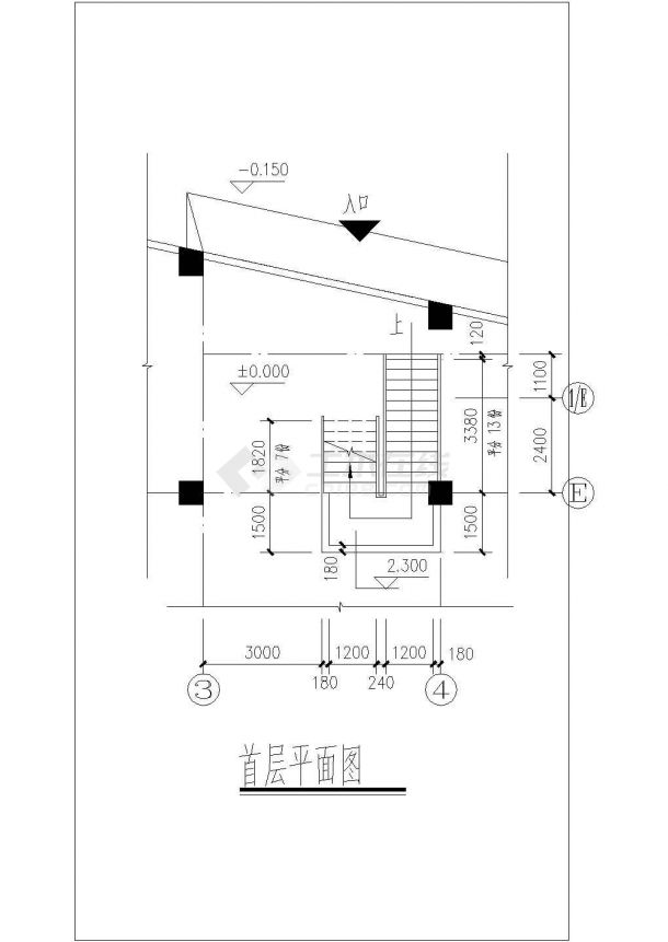 市场工程建筑楼梯剖面图-图二