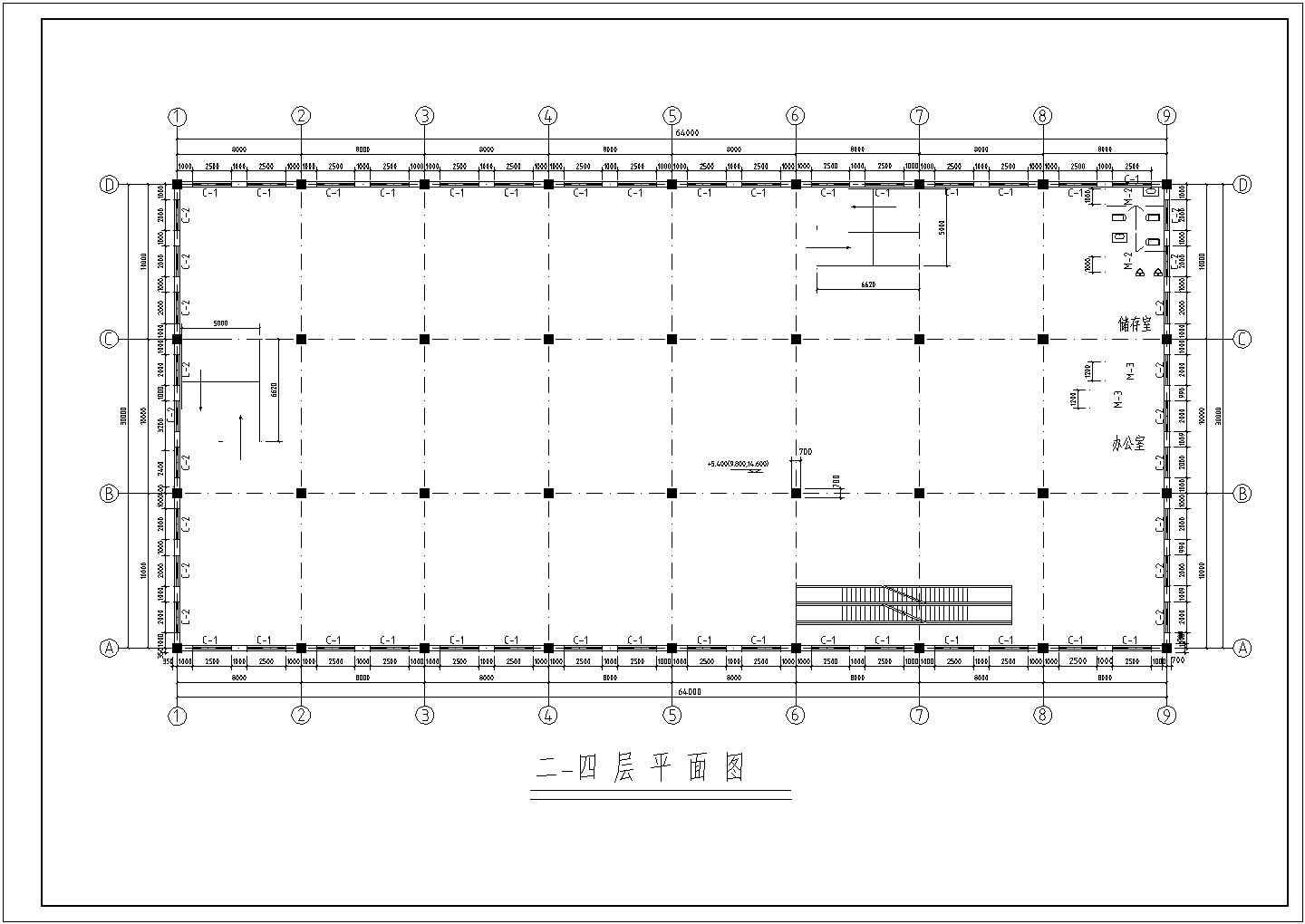 杭州某社区街道6900平米4层框架连锁超市建筑设计CAD图纸