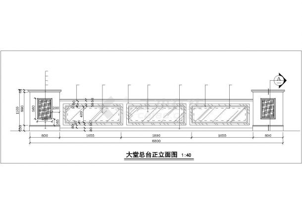 上海某四星级酒店大堂服务总台平立剖面设计CAD图纸-图一
