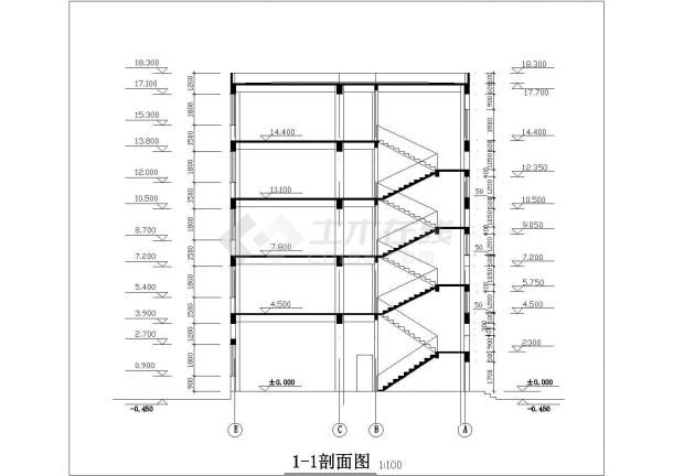 8500平米5层框架L型商务旅馆平立剖面设计CAD图纸（含总图）-图一