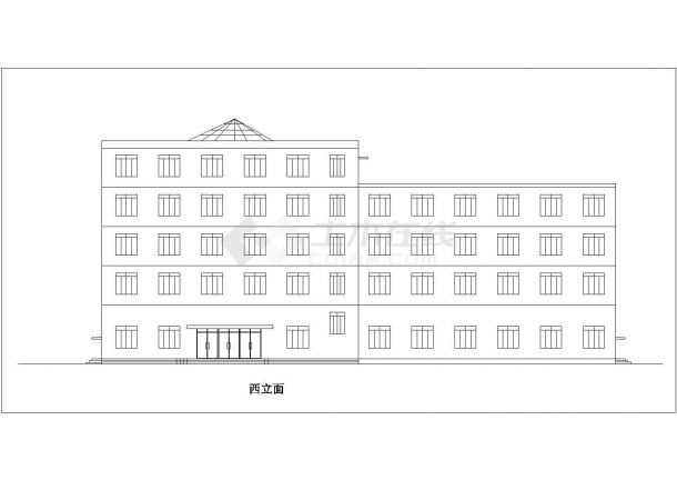8500平米5层框架L型商务旅馆平立剖面设计CAD图纸（含总图）-图二