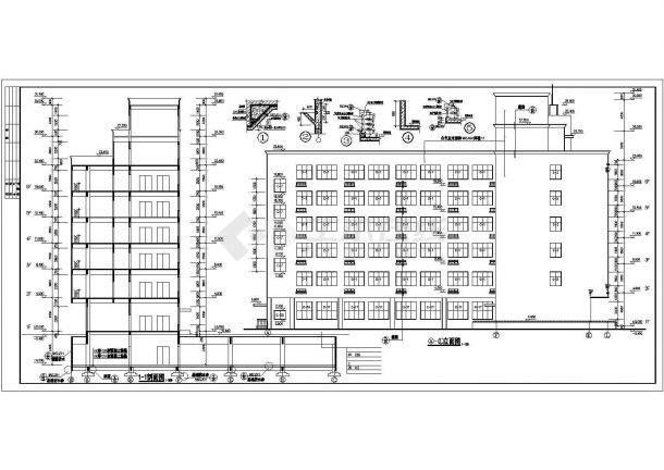 武汉第二中学7500平米6层框架结构教研办公楼平立面设计CAD图纸-图二