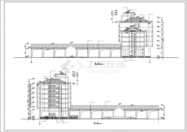 三亚市某度假村9000平米6层混合结构商务酒店建筑设计CAD图纸-图一