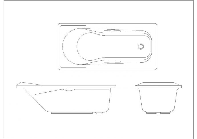 某浴缸平立面CAD结构施工构造图纸_图1