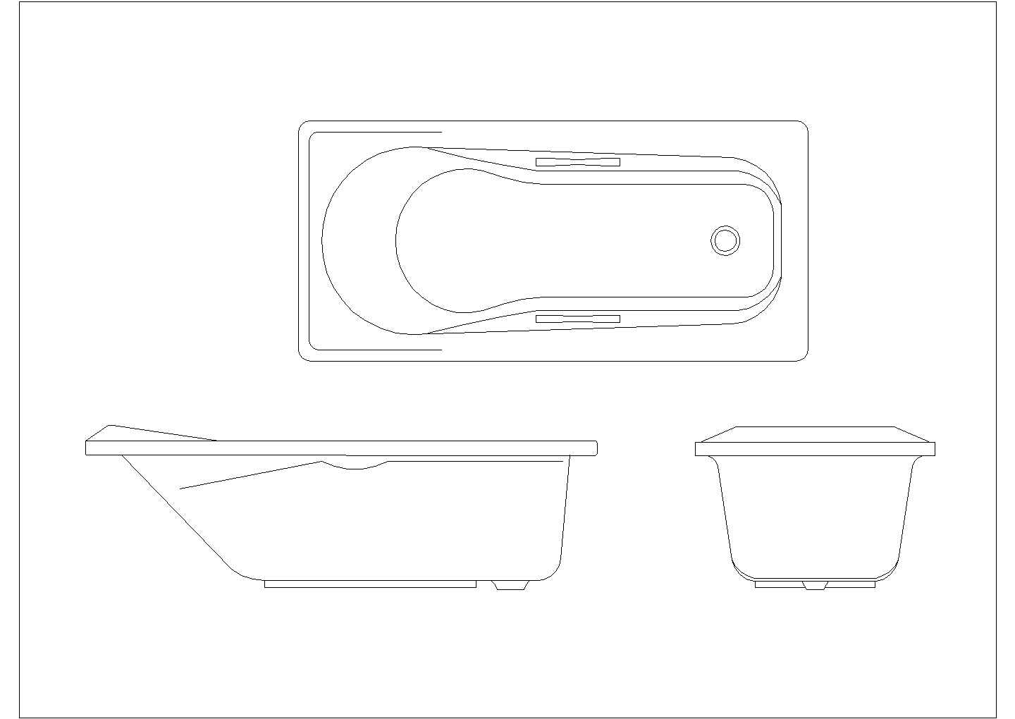 某浴缸平立面CAD结构施工构造图纸