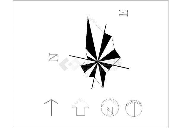 指北针植物cad,内容包括:各方位的平面图 ,立面图和设计说明等,设计