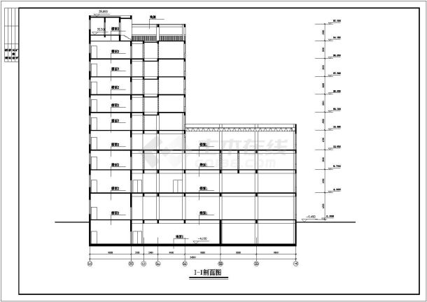 某城市沿街综合楼建筑方案设计施工CAD图纸-图一