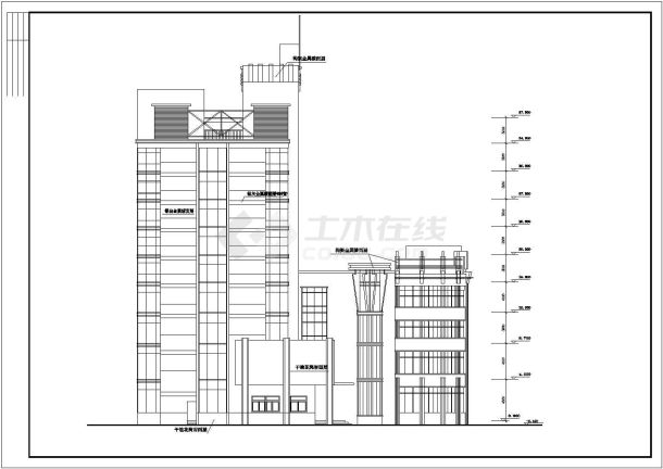 某城市沿街综合楼建筑方案设计施工CAD图纸-图二