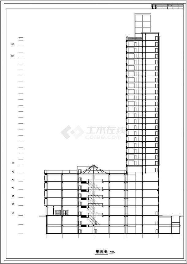 1.6万平米27层剪力墙结构商住公寓楼平立剖面设计CAD图纸（含地下2层）-图一
