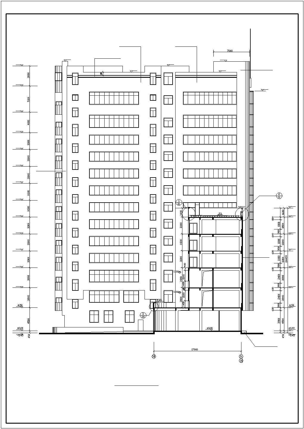 某城市三星级宾馆建筑方案设计施工CAD图纸