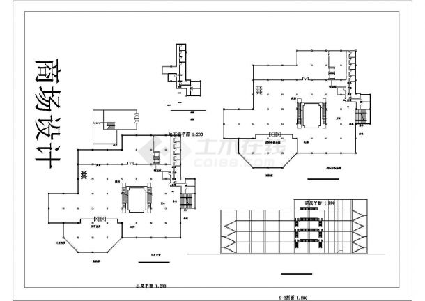 某城市高级综合商场建筑方案设计施工CAD图纸-图二