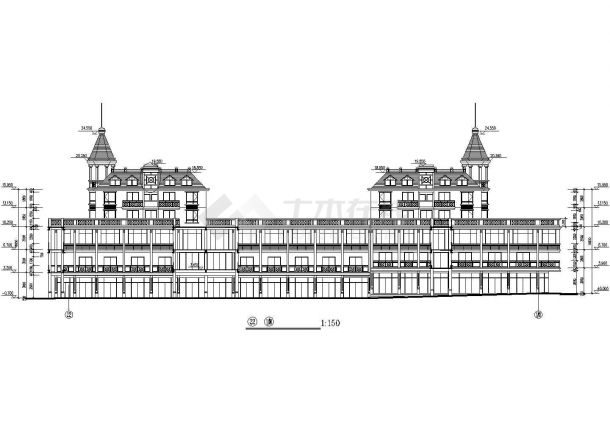 某城市商业大厦广场建筑方案设计施工CAD图纸-图二