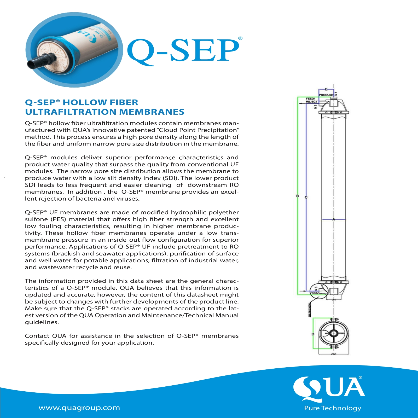 美国QUA 内压式超滤膜-PES材质