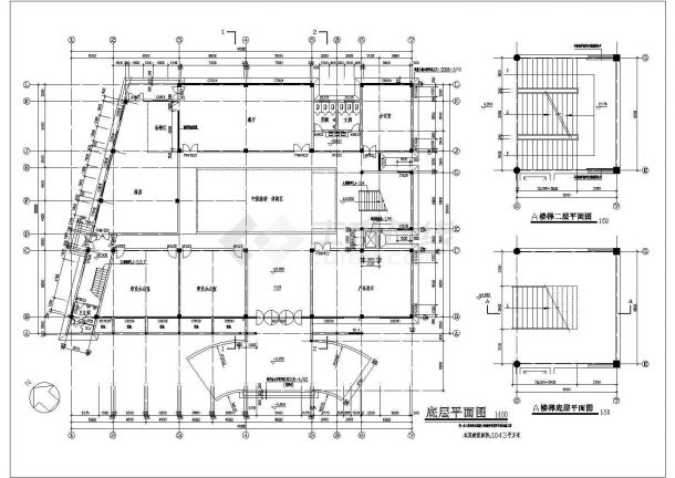 某三层办公楼框架设计方案cad施工图-图二