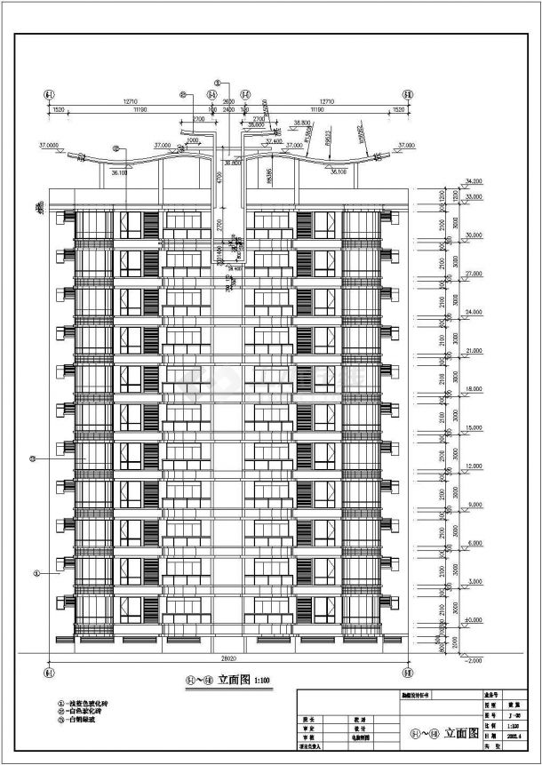 某地区十二层商主楼建筑方案设计施工CAD图纸-图一