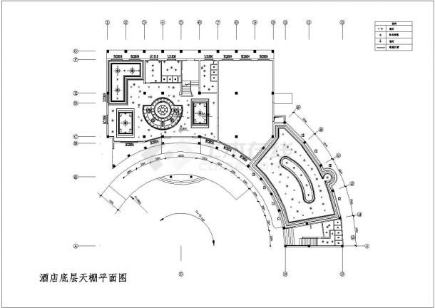 1900平米2层框混结构商务旅馆平面装修设计CAD图纸-图一