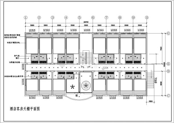 1900平米2层框混结构商务旅馆平面装修设计CAD图纸-图二
