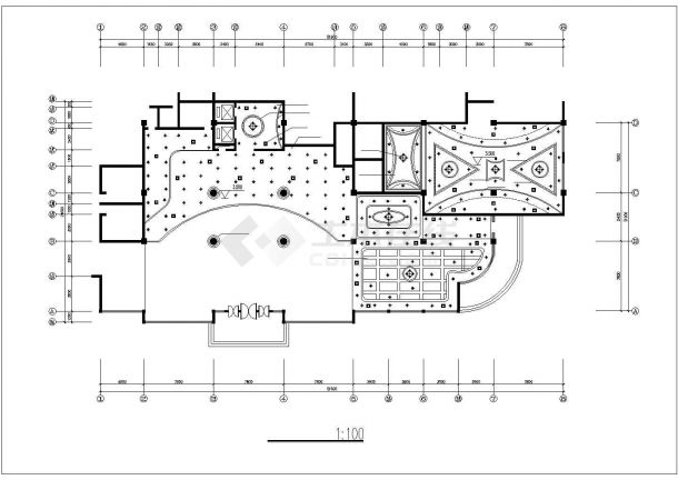 某地区西班牙风格西餐厅建筑一层方案全套设计施工CAD图纸-图一