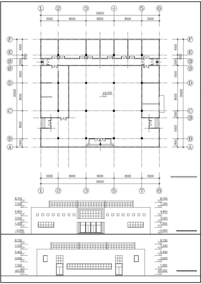 某地区现代小食堂建筑方案完整设计施工CAD图纸_图1